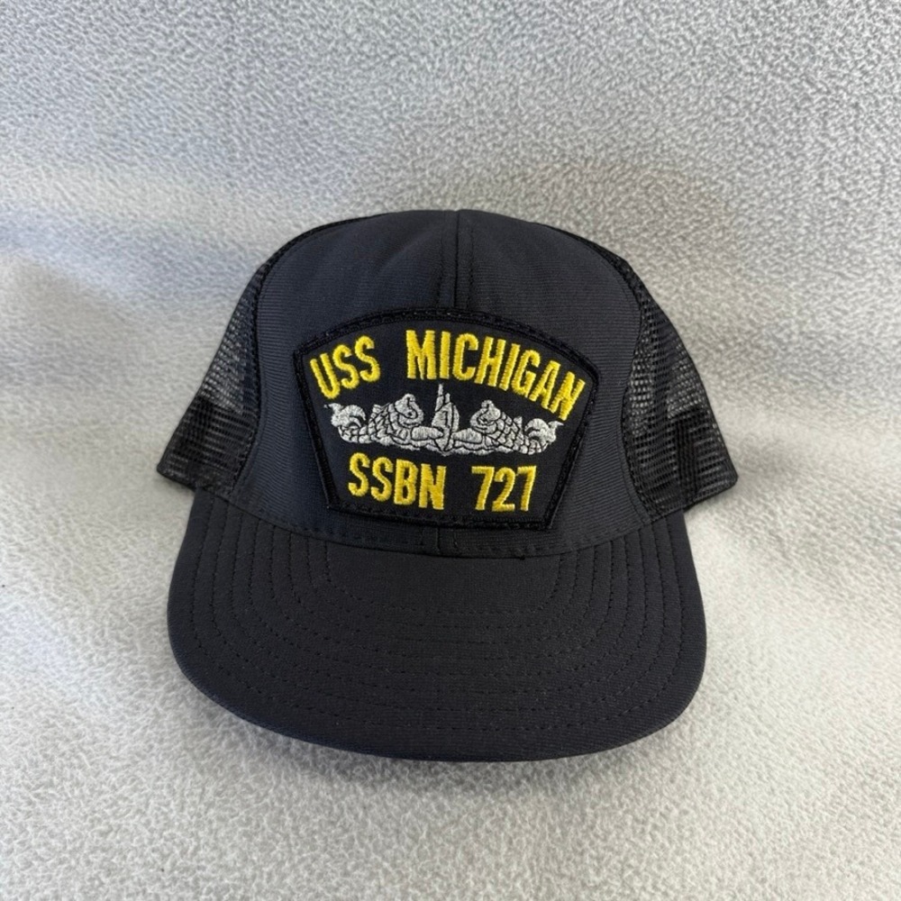 Vintage USS Michigan Hat Adult OSFA Blue SSBN-727 Northstar Submarine USA Made